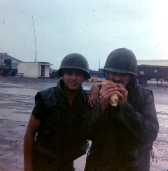 SP/4 Dave Cook And SP/4 Richard Morawa Outside Guard Quarters With  Documentation Shack And Maintenance Buildings In Background