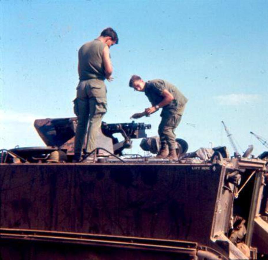 Guards Working On The 50 Cal