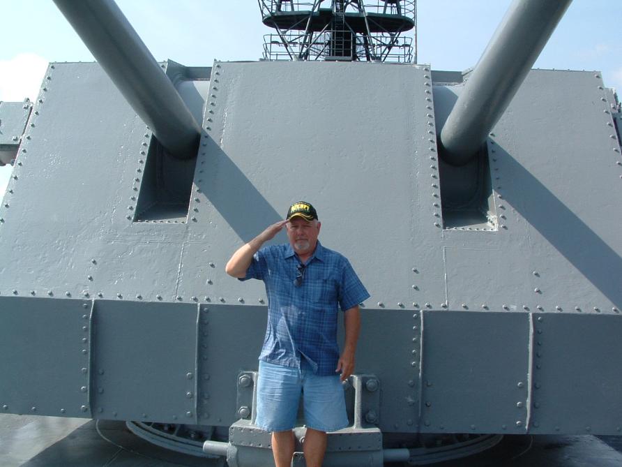 Randy Richmond On Board The USS Laffey - His Dad Was On The Same Class Destroyer In WWII - I'm Sure His Salute Was For His Dad - Photo courtesy of Randy & Jan Richmond.