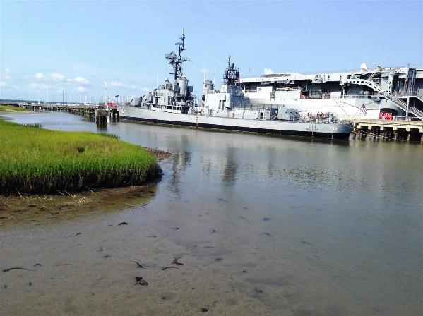 Looking At The USS Yorktown & USS Laffey From The Entrance Of Patriots Point - Photo courtesy of Keith & Sue Rowell.
