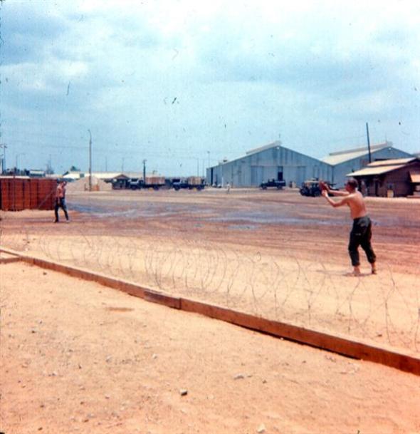 Robert Banbury, Far Right, Playing Catch With One Of The Other Guards