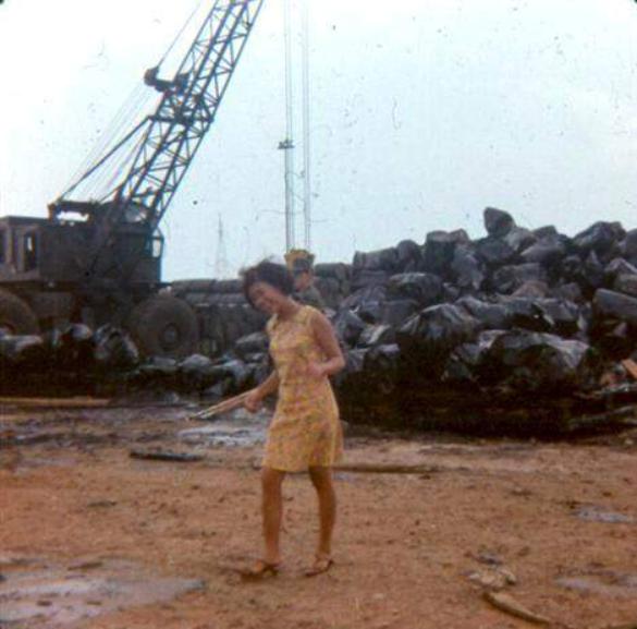 The Original Focus Of This Photo Was The Girl But Now What Concerns Me The Most Is The  Mass Of Damaged Barrels Leaking Contaminants - The Girl Is Actually At The Location where  James L. Lake was KIA On May 12 1968