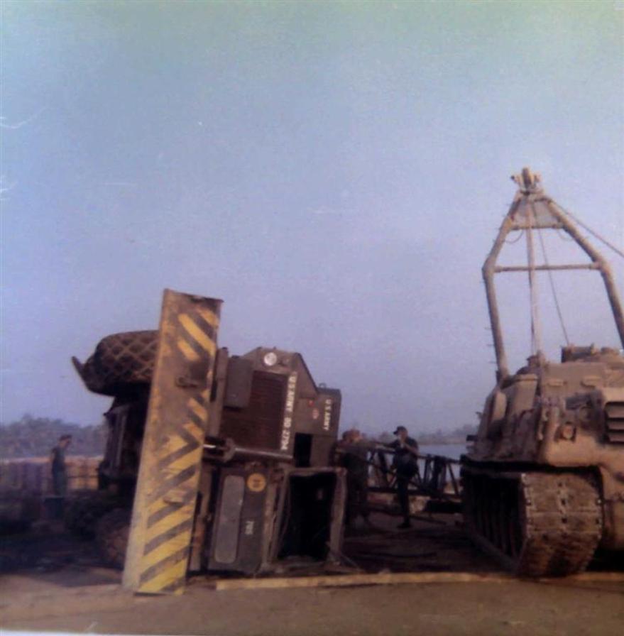 An M88 tank recovery vehicle was needed to upright this crane.