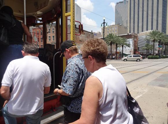 Tom - Lilia -Randy - Jan - Al - Carol Taking The Trolley To The Casino -  Photo courtesy of Tom & Lilia Poston.