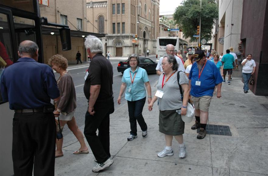 Boarding The Alamo Tour Bus - First Stop Mission San Jose - Photo courtesy of Bob & Bernie Grier.