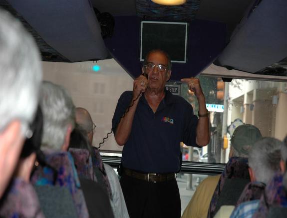 Our Bus Driver & Tour Guide (Tom) Telling Us About The Tour - Photo courtesy of Bob & Bernie Grier.