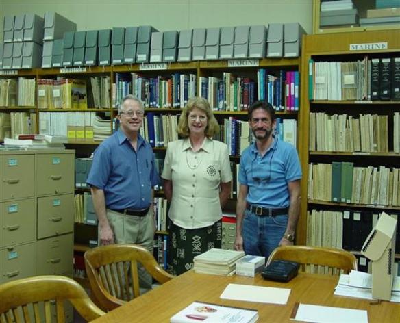 Tom Le Moine, Carolyn Wright (Museum Technician) and  Allan Furtado  in The Museum Library 2002