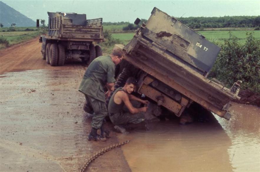 One Of Our Trucks - 154th TC - In The Ditch On The Way To Ben Keo