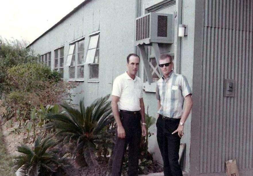 Wayne Boyter & Harold Sharp in front of Naha Wheel PX.