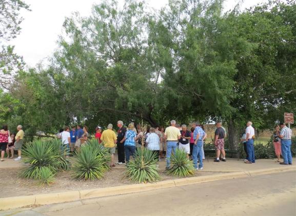 Waiting For Our Tour Guide To Enter Mission San Jose - Photo courtesy of Bob & Bernie Grier.