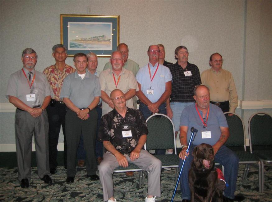 Members Of The Deuce - 402nd TC  - Standing - Gary Grainger - Wilfred Lam - David Covert - Delbert Miller - Randy Richmond - Rick Rawlings - Jim McCormick - Tom Reckers - Stan Chisholm John La Rochelle - Seated - Mike Bayne - Gary Browne With His Service Dog Patsy- Photo Courtesy of Wilfred & Thelma Lam