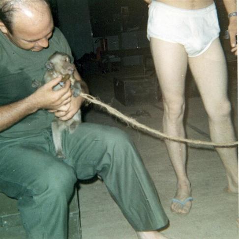 One Of The Guys Pet Monkey Getting Smoking Lessons