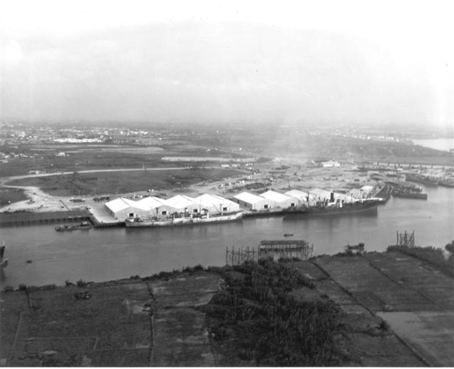 Ships are now being off loaded. Also one of the three consolidated maintenance buildings is completed.