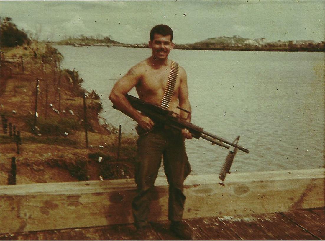 Rod Silva With M-60 And Bandolier Of Ammo